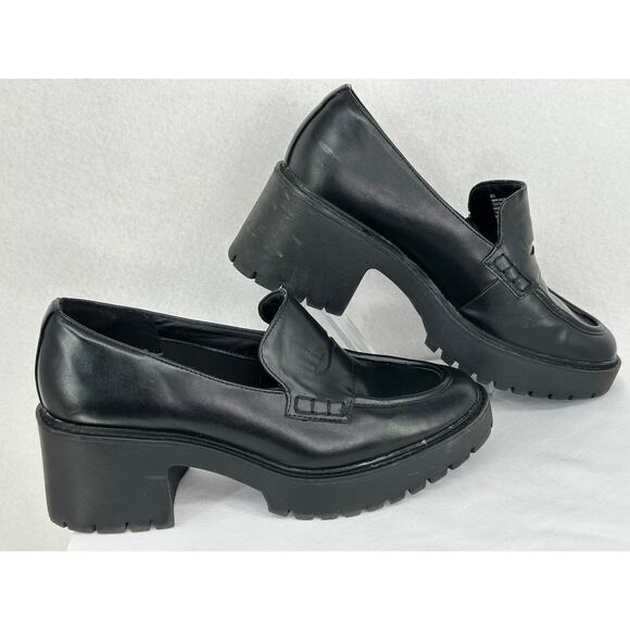 Universal Threads Black/ Maisy Memory Foam Chunky Heel Penny Loafers 9 1/2 - Picture 3 of 8